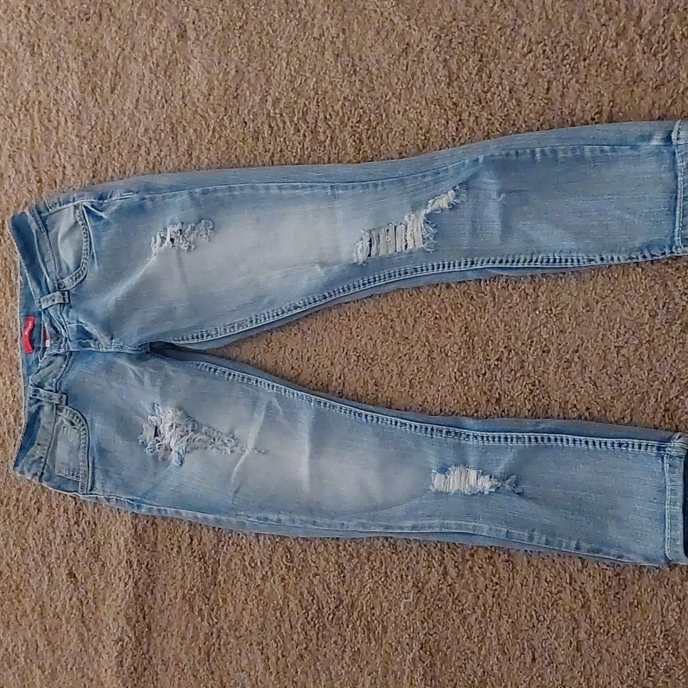 Distressed Faded Blue Jeans